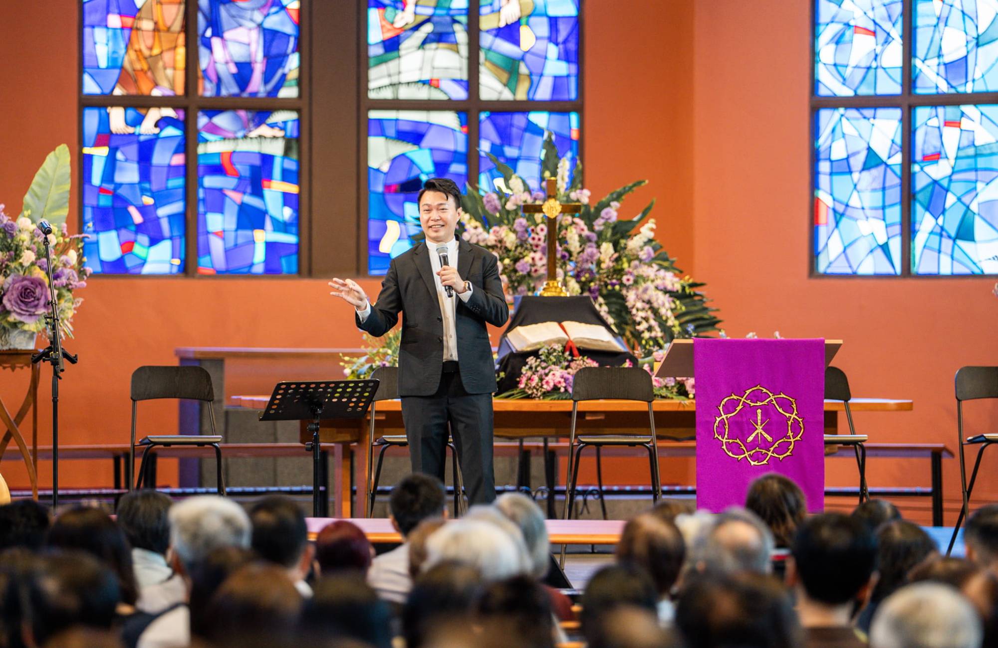 TRAC President Rev Reuben Ng addressing the congregation